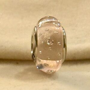 Light Pink effervescent Murano Glass with crystals accent fit Pandora